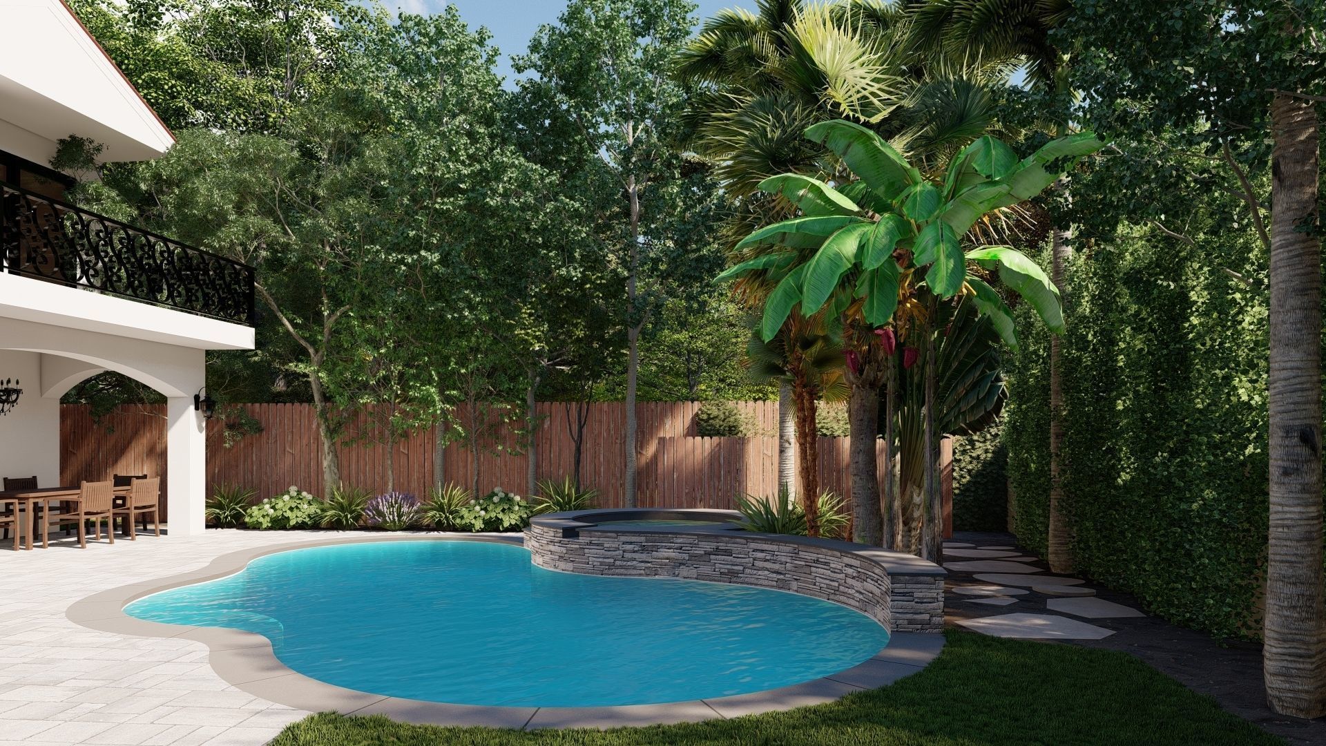 3D Exterior Scene 3D model design garden and landscape 3D model 3D model_2