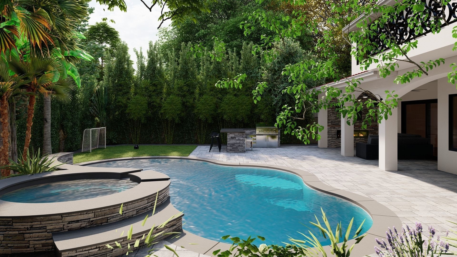 3D Exterior Scene 3D model design garden and landscape 3D model 3D model_8