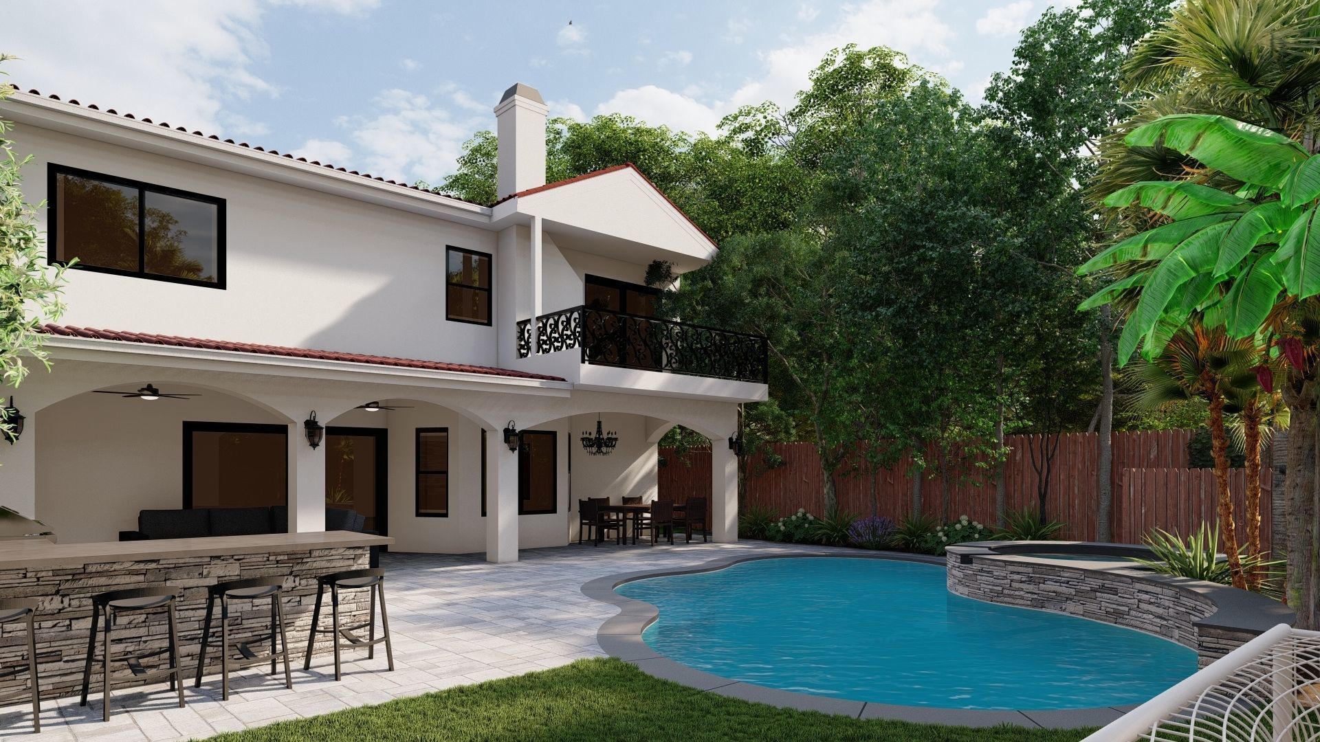 3D Exterior Scene 3D model design garden and landscape 3D model 3D model_5