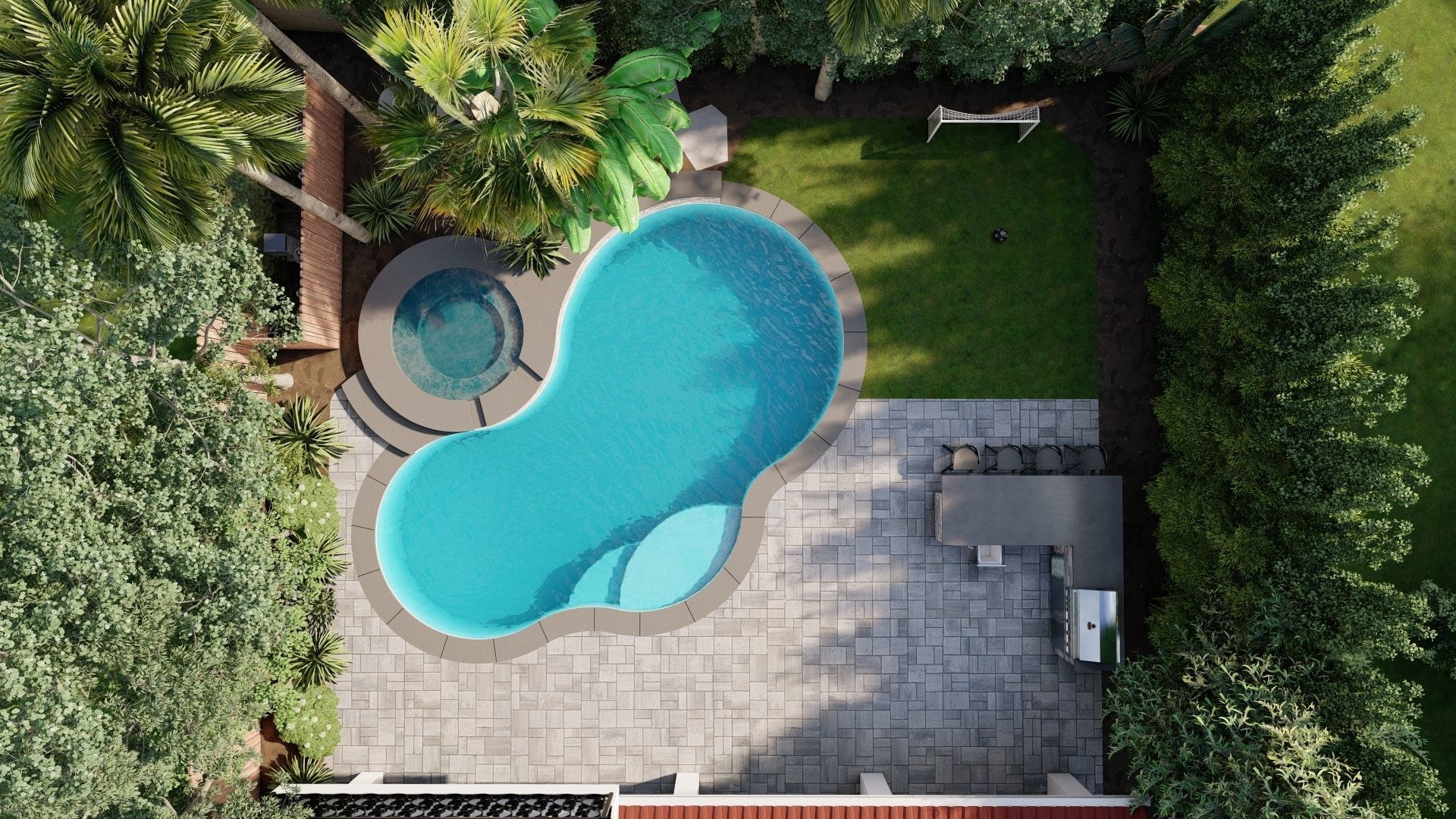 3D Exterior Scene 3D model design garden and landscape 3D model 3D model_3