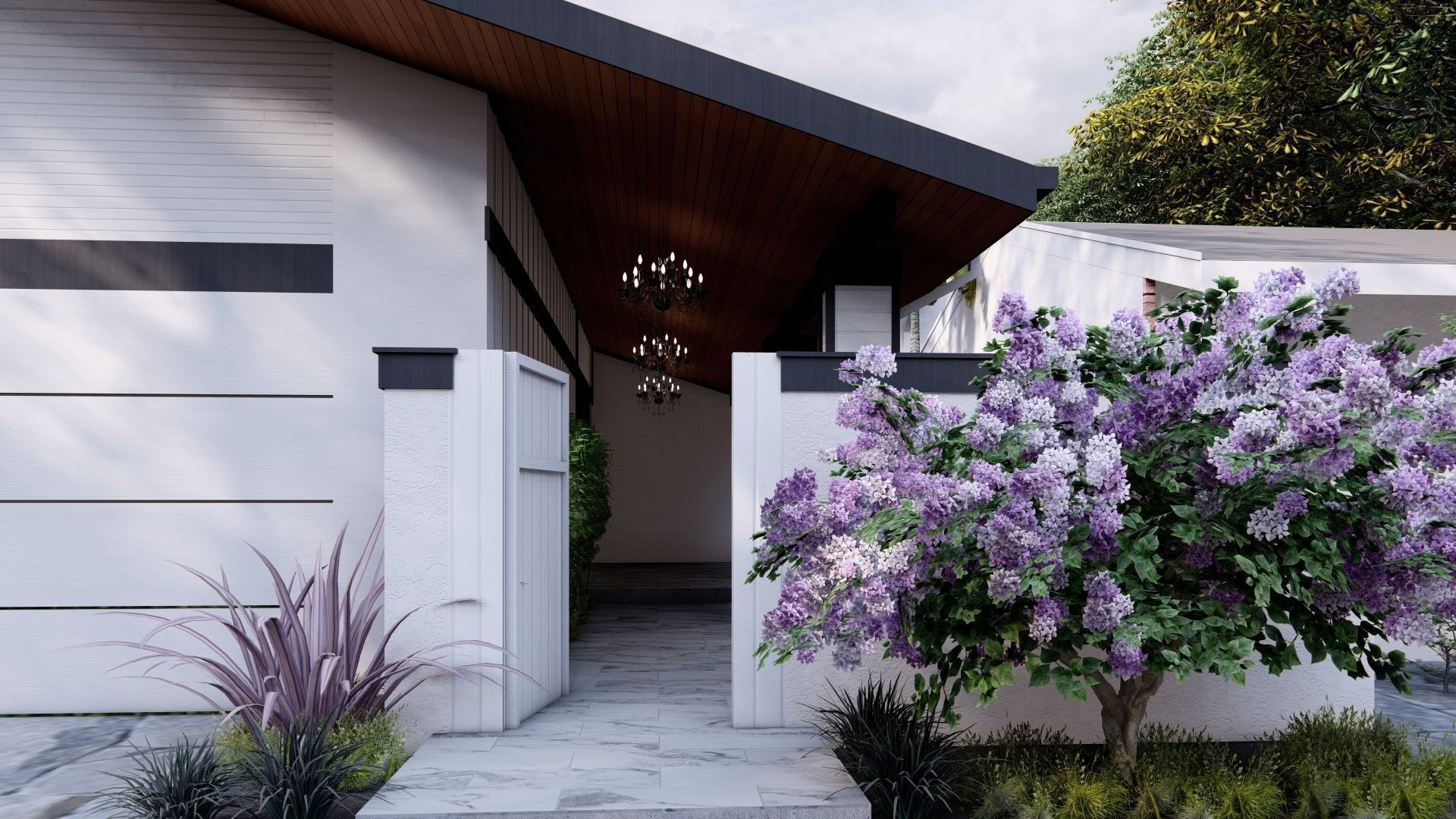 3D Exterior Scene 3D model design garden and landscape 3D 3D model_9