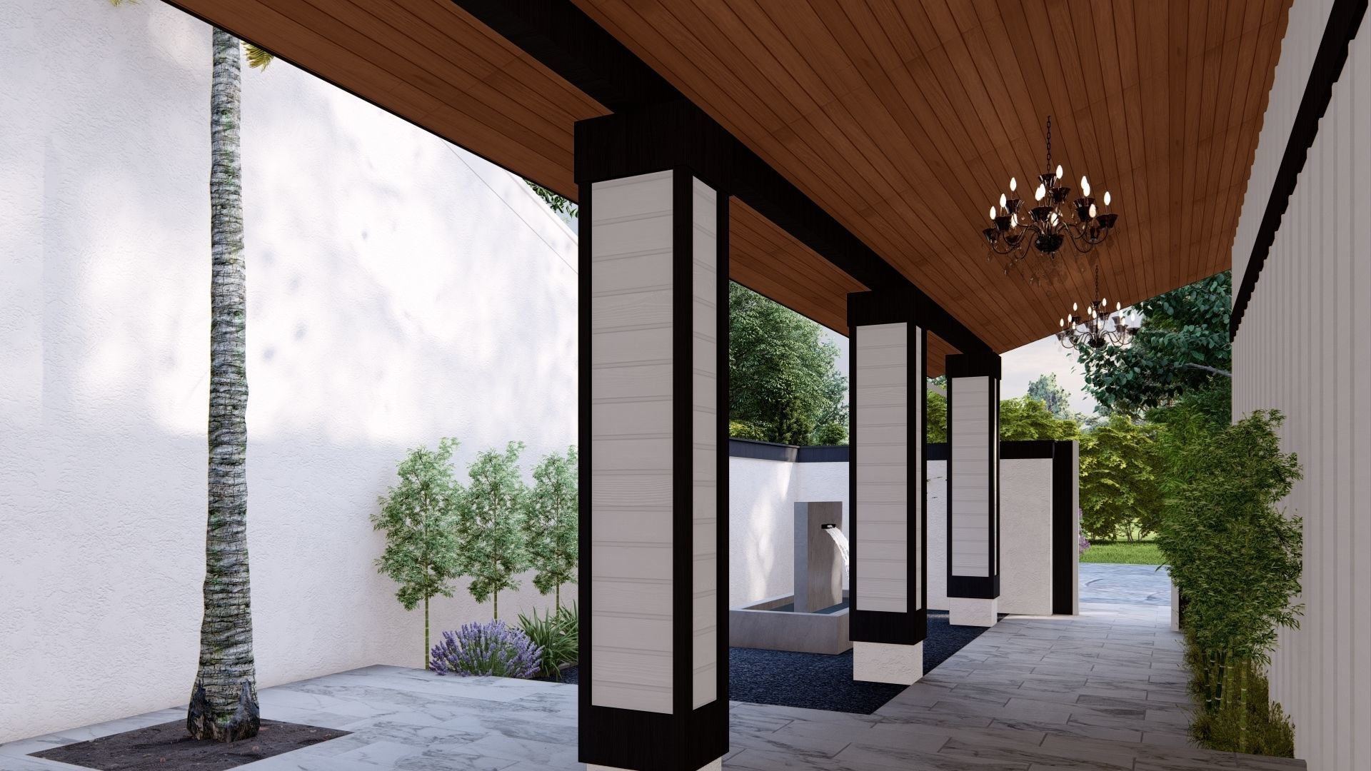 3D Exterior Scene 3D model design garden and landscape 3D 3D model_12