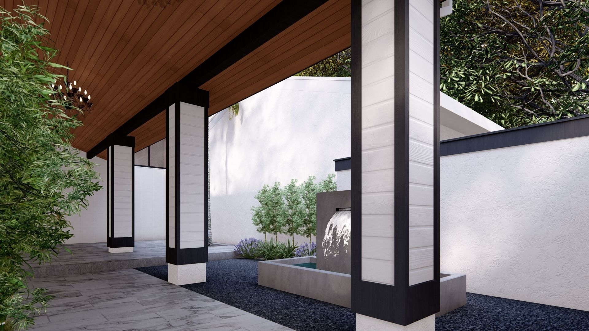 3D Exterior Scene 3D model design garden and landscape 3D 3D model_14