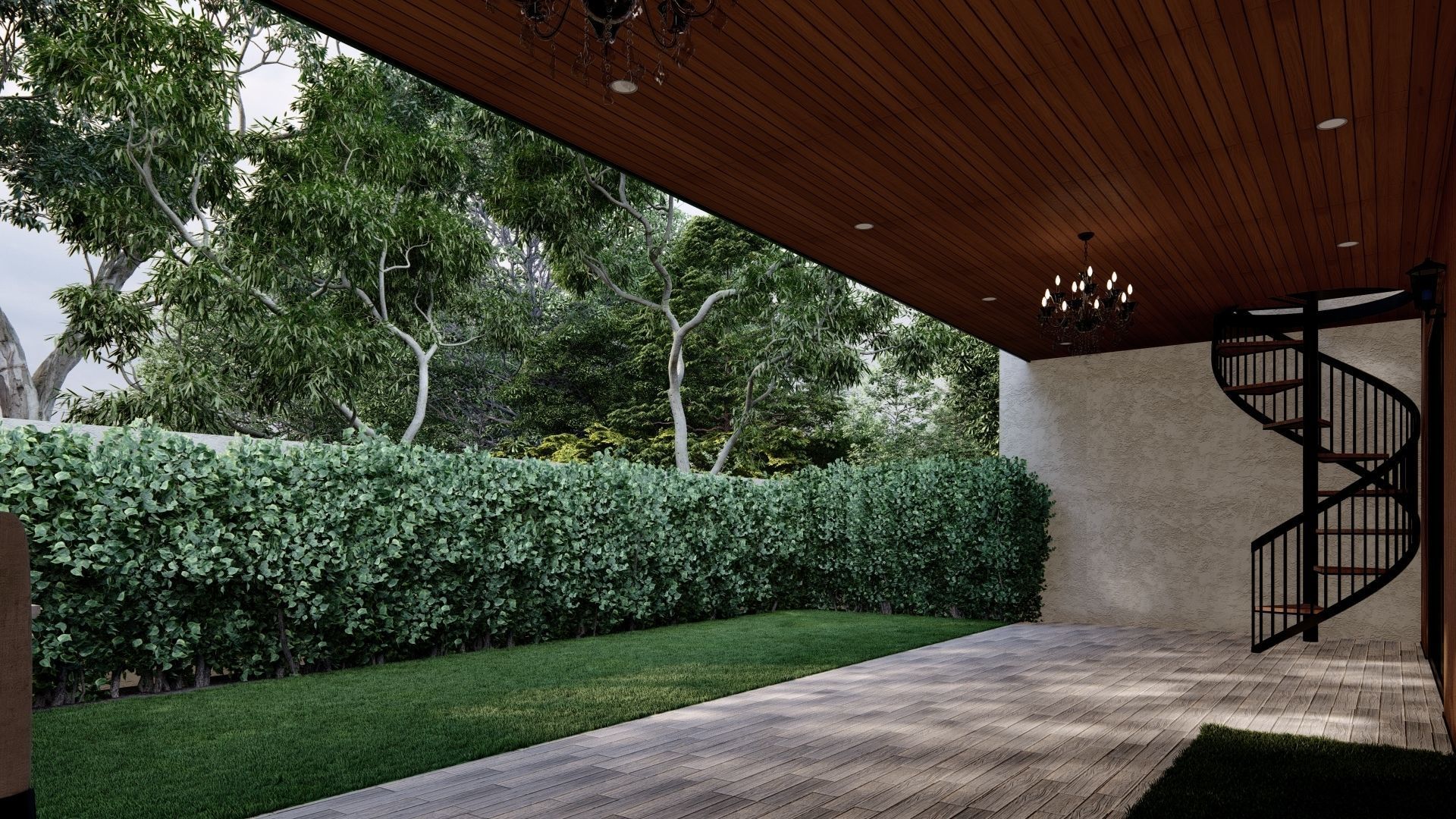 3D Exterior Scene 3D model design garden and landscape 3D 3D model_3