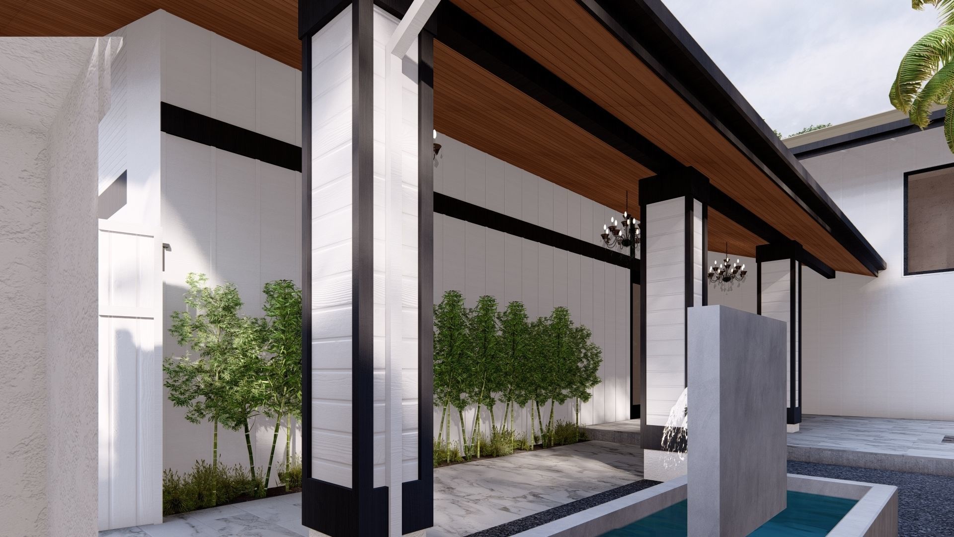 3D Exterior Scene 3D model design garden and landscape 3D 3D model_15