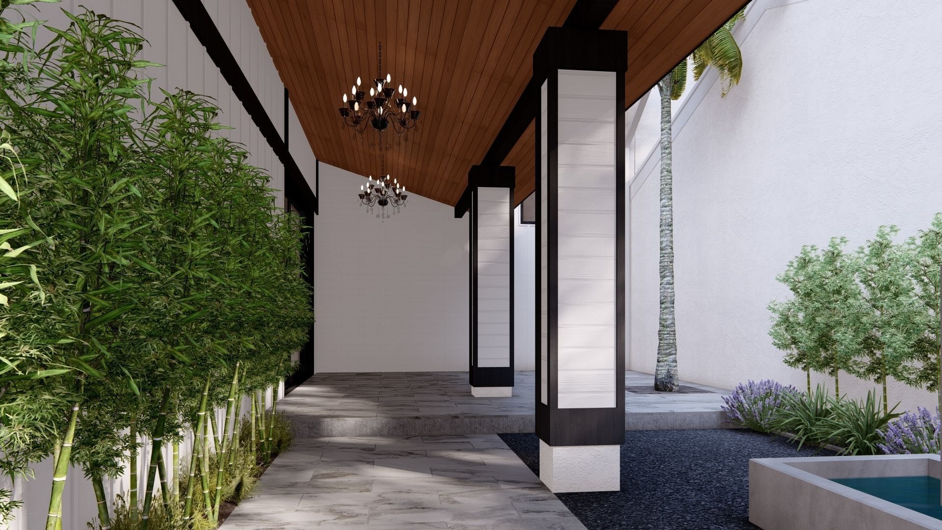 3D Exterior Scene 3D model design garden and landscape 3D 3D model_10