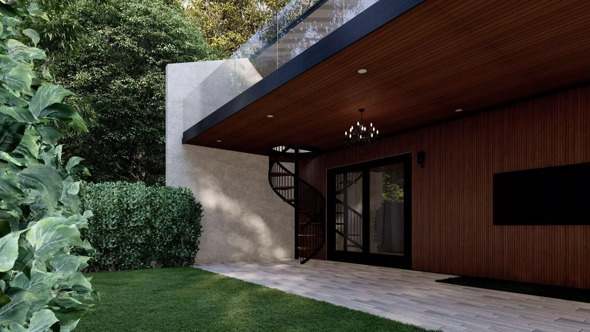 3D Exterior Scene 3D model design garden and landscape 3D 3D model_0