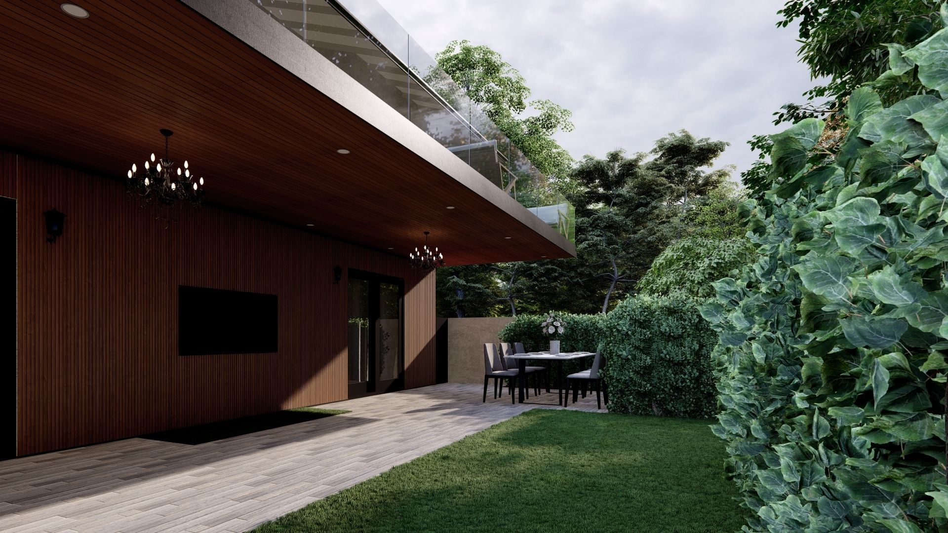 3D Exterior Scene 3D model design garden and landscape 3D 3D model_5