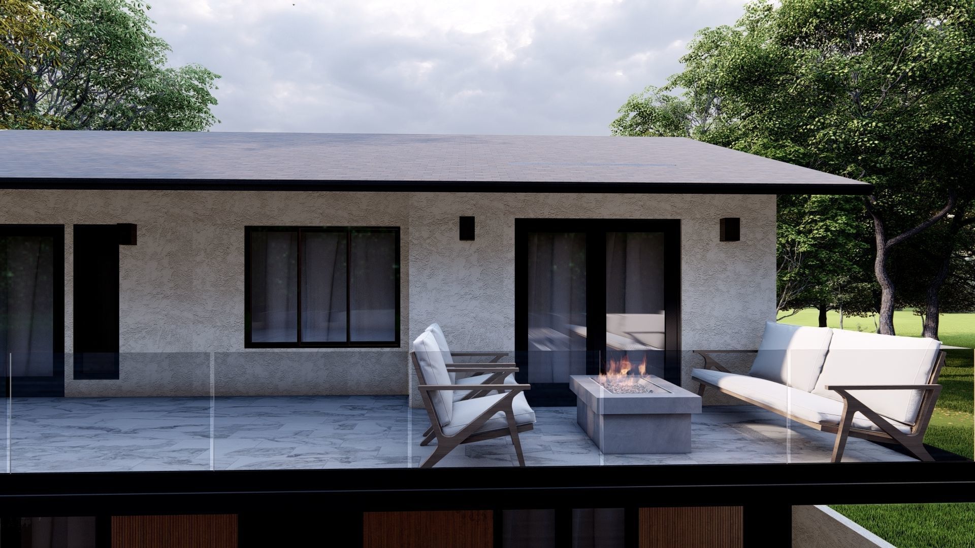 3D Exterior Scene 3D model design garden and landscape 3D 3D model_7