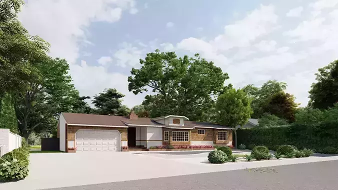3D Exterior Scene 3D model design garden and landscape 3D model 3D model