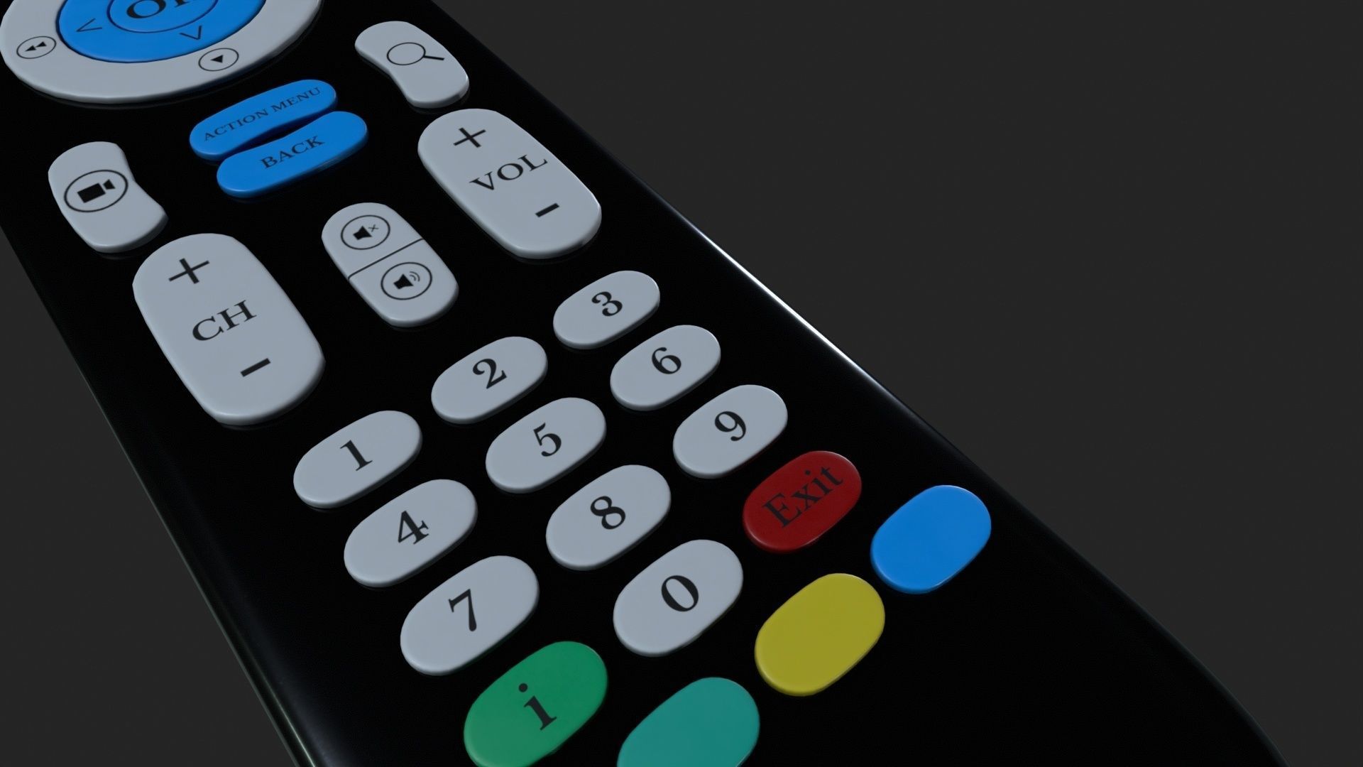 TV Remote Low-poly 3D model_2