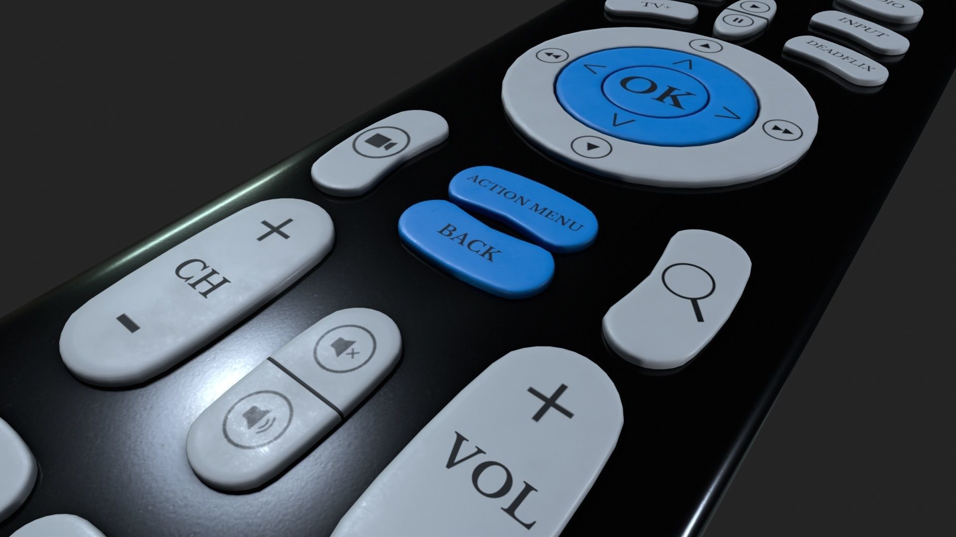 TV Remote Low-poly 3D model_3