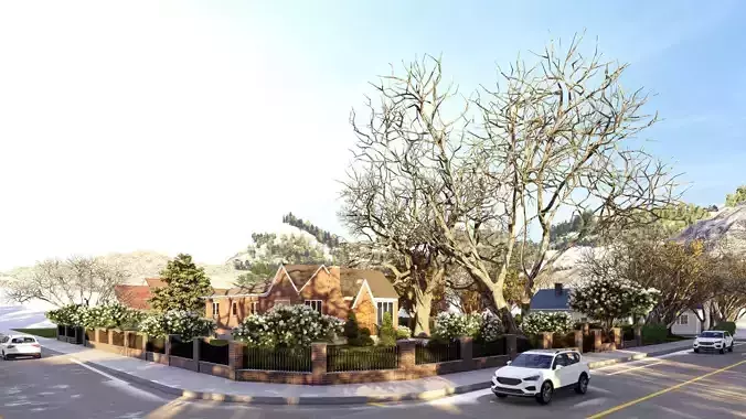 3D Exterior Scene 3D model design garden and landscape 3D 3D model