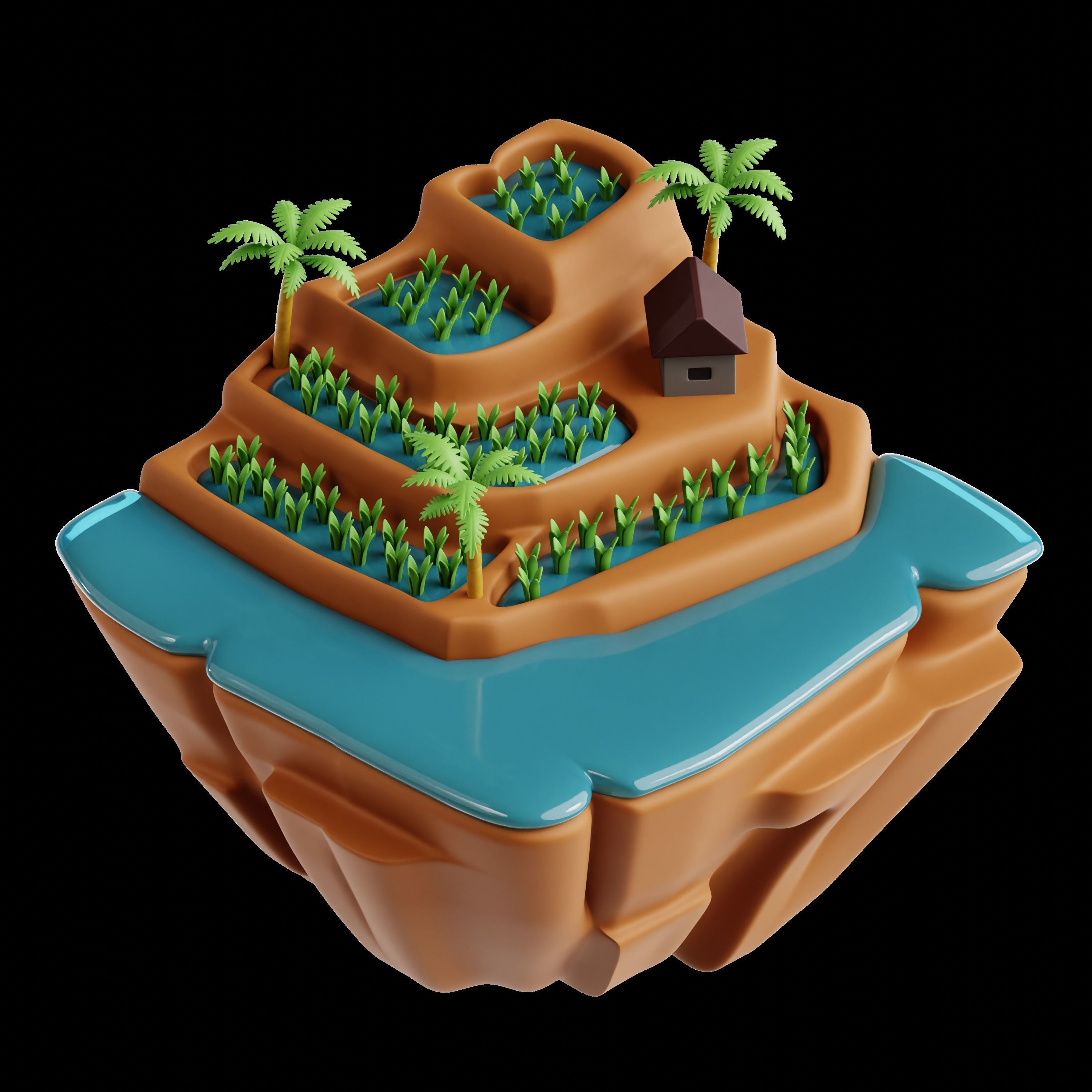 Landscape  3D Icon Set 3D model_8