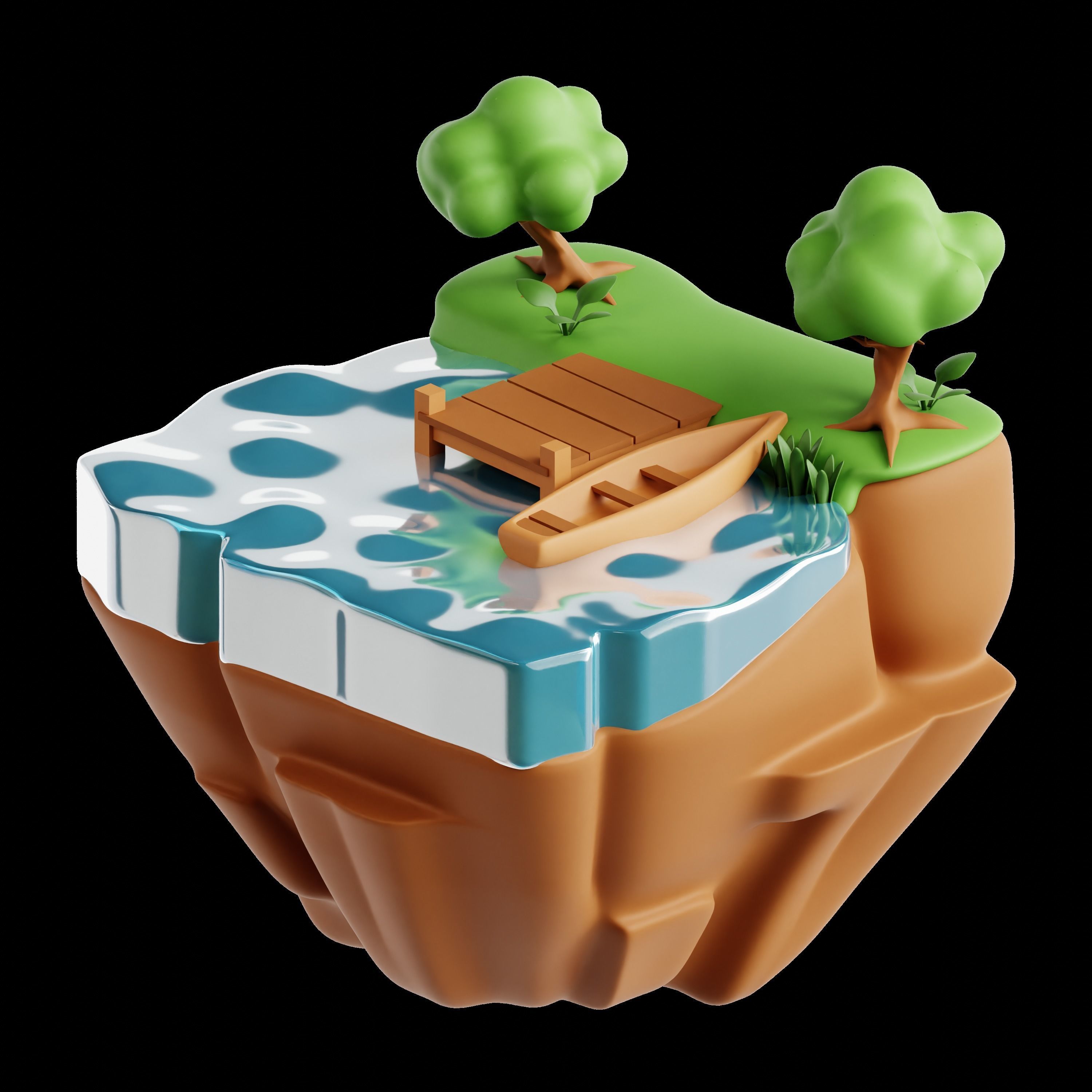 Landscape  3D Icon Set 3D model_2