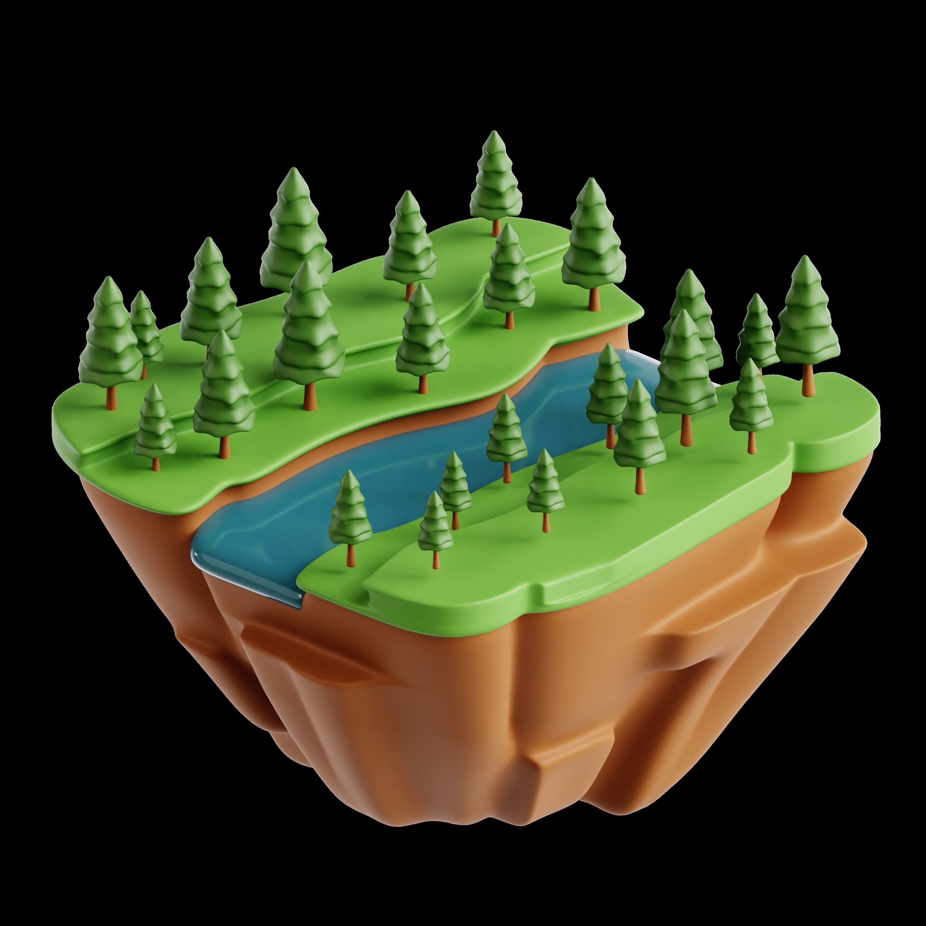 Landscape  3D Icon Set 3D model_5