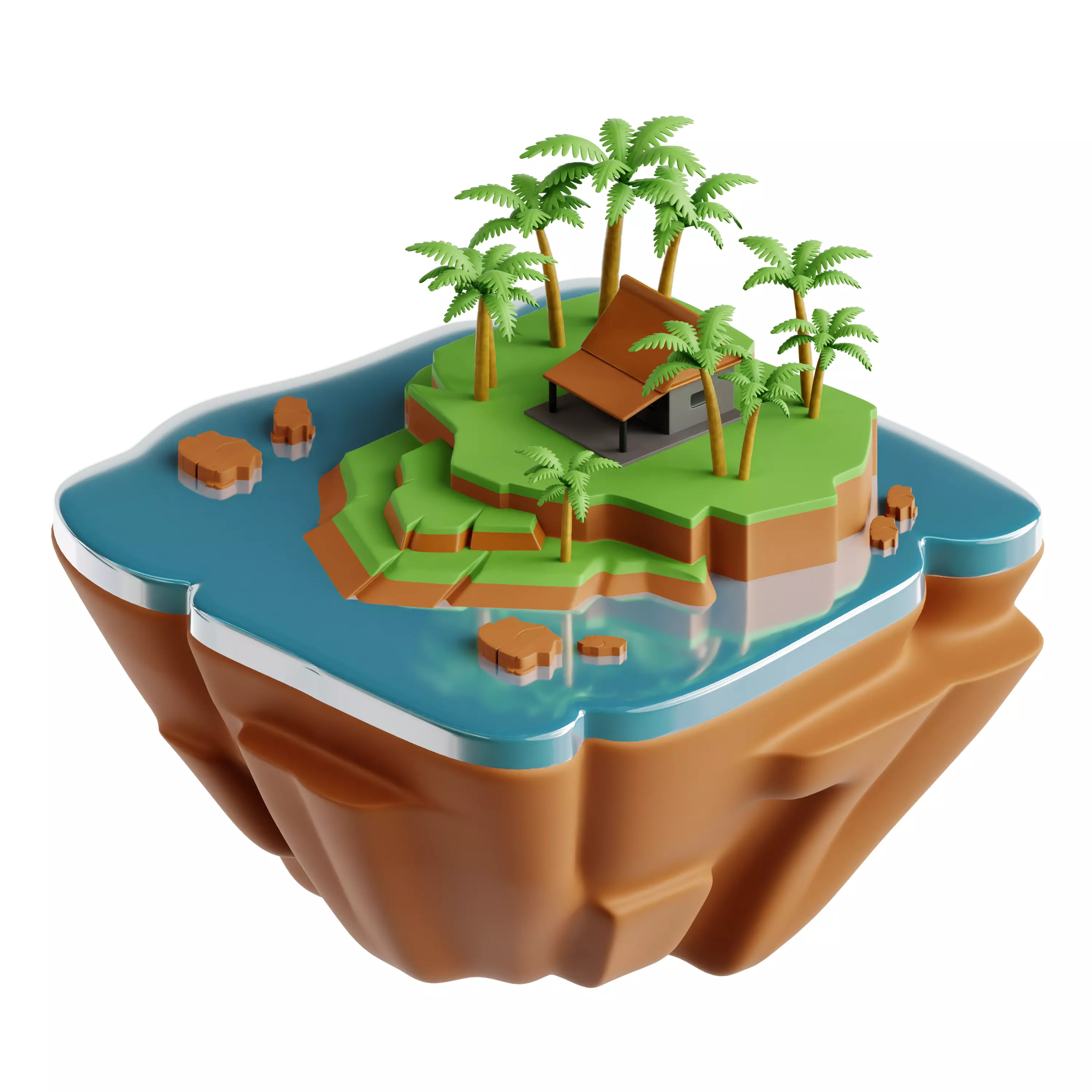 Landscape  3D Icon Set 3D model_0