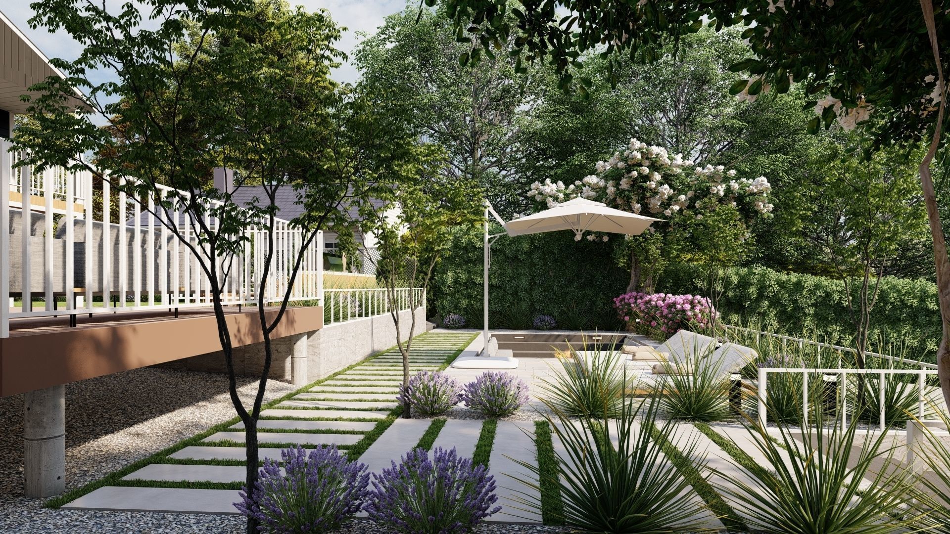 3D Exterior Scene 3D model design garden and landscape 3D model 3D model_8