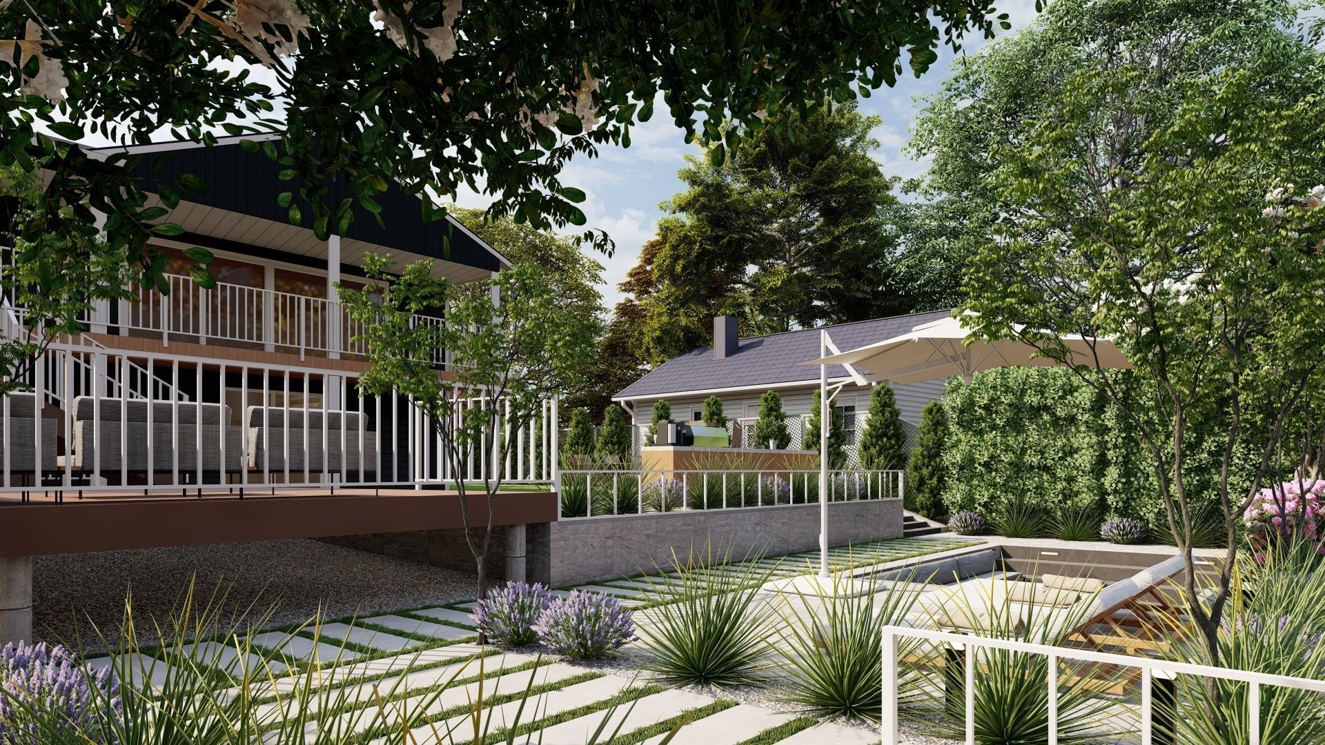 3D Exterior Scene 3D model design garden and landscape 3D model 3D model_3