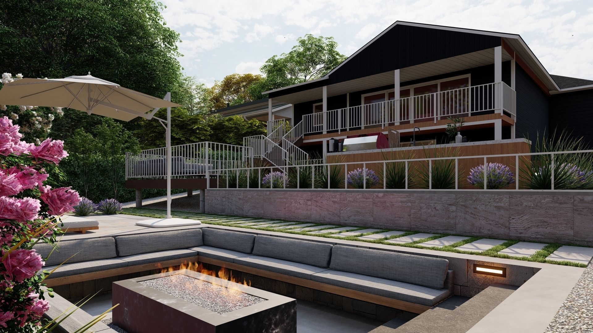 3D Exterior Scene 3D model design garden and landscape 3D model 3D model_2