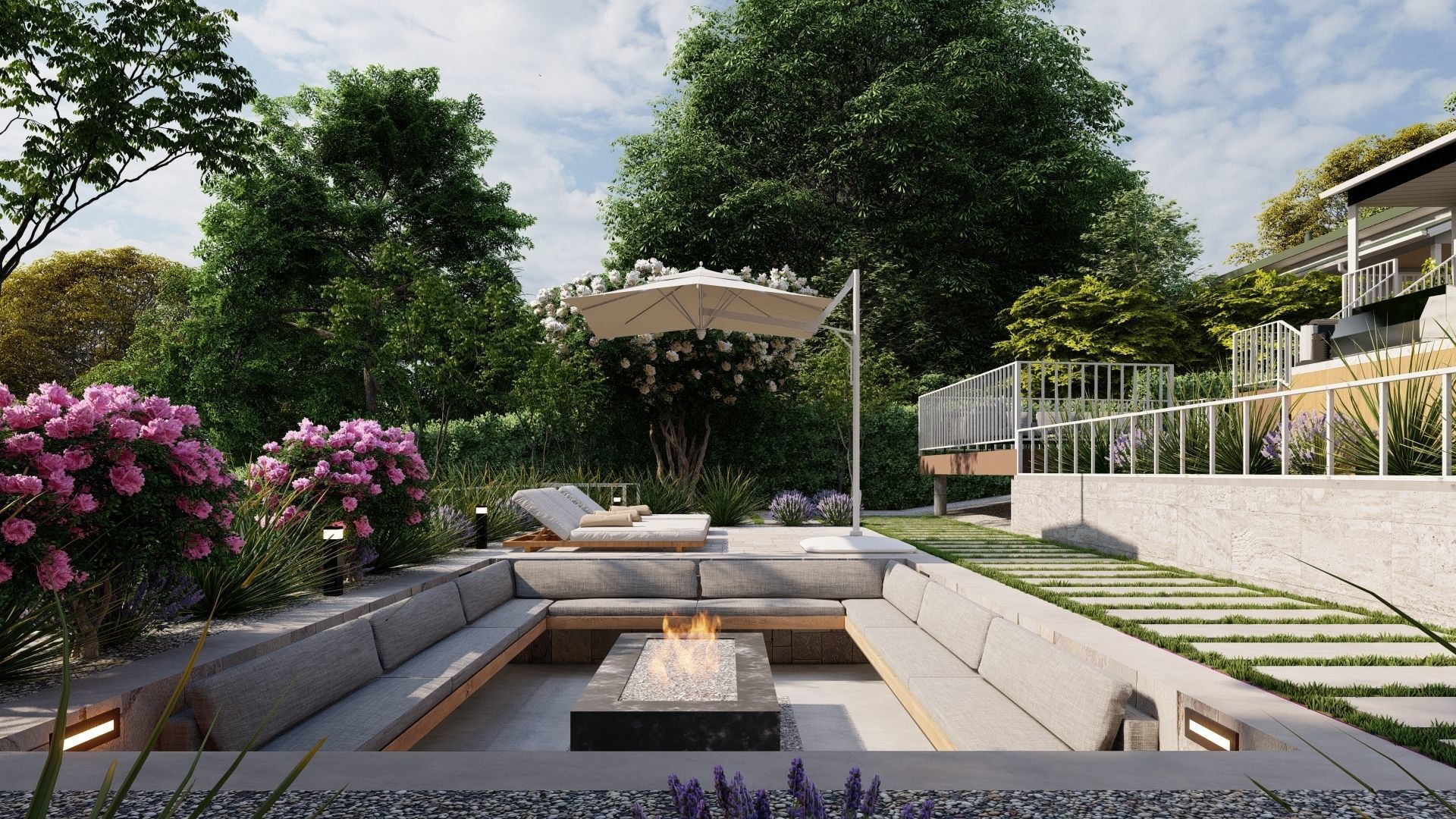 3D Exterior Scene 3D model design garden and landscape 3D model 3D model_4