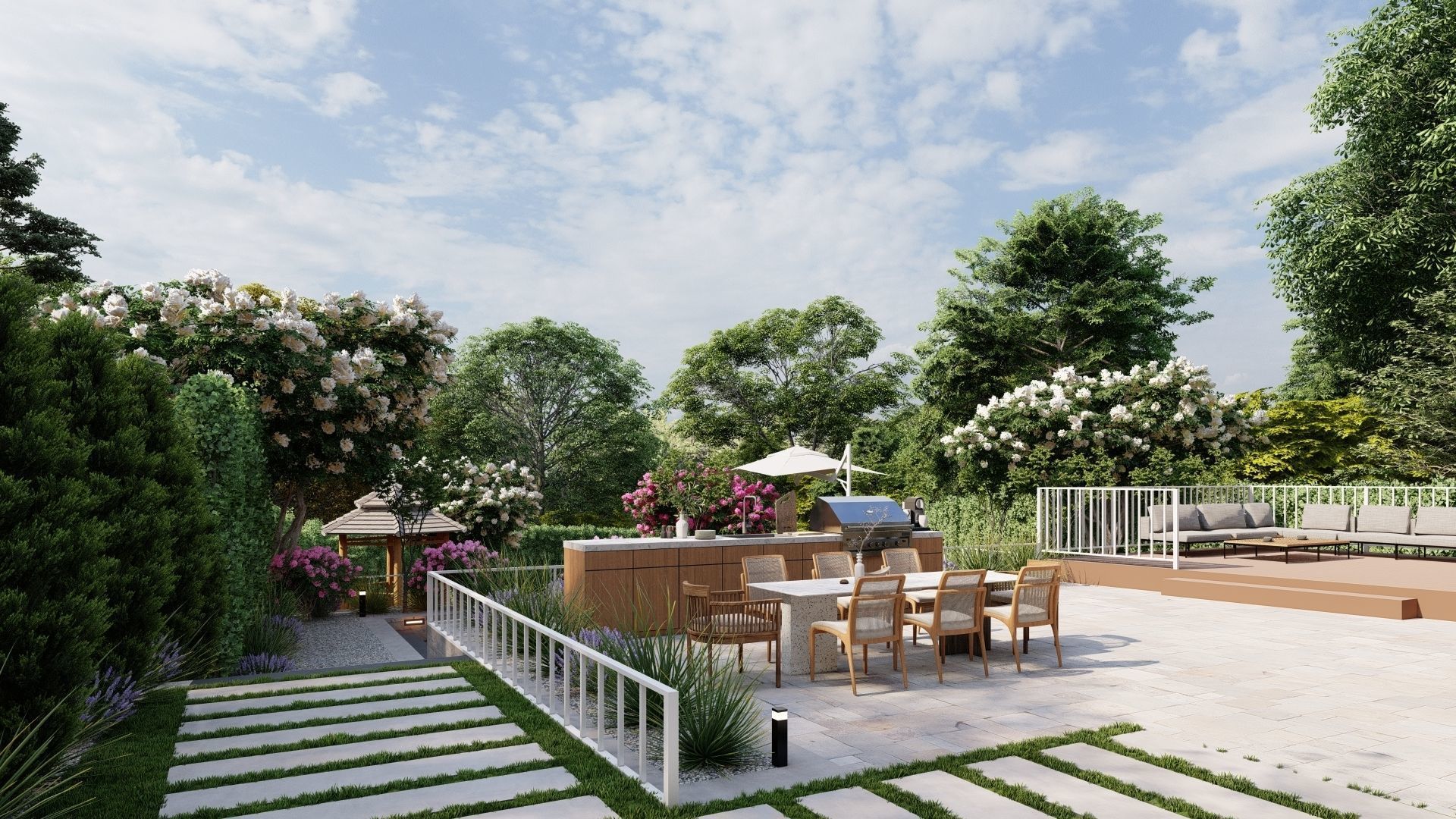 3D Exterior Scene 3D model design garden and landscape 3D model 3D model_7