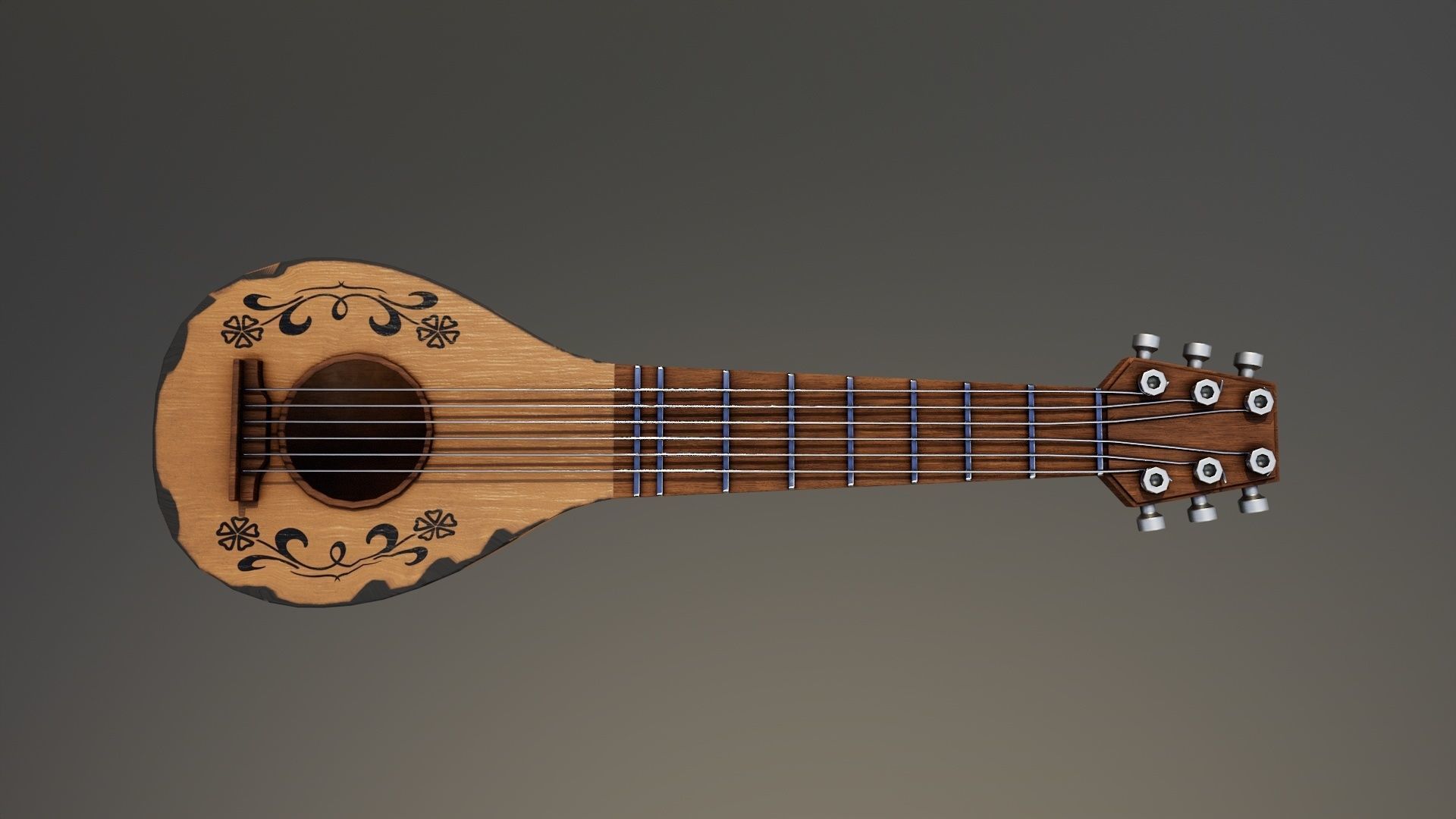 Medieval Bard Guitar Low-poly 3D model_5