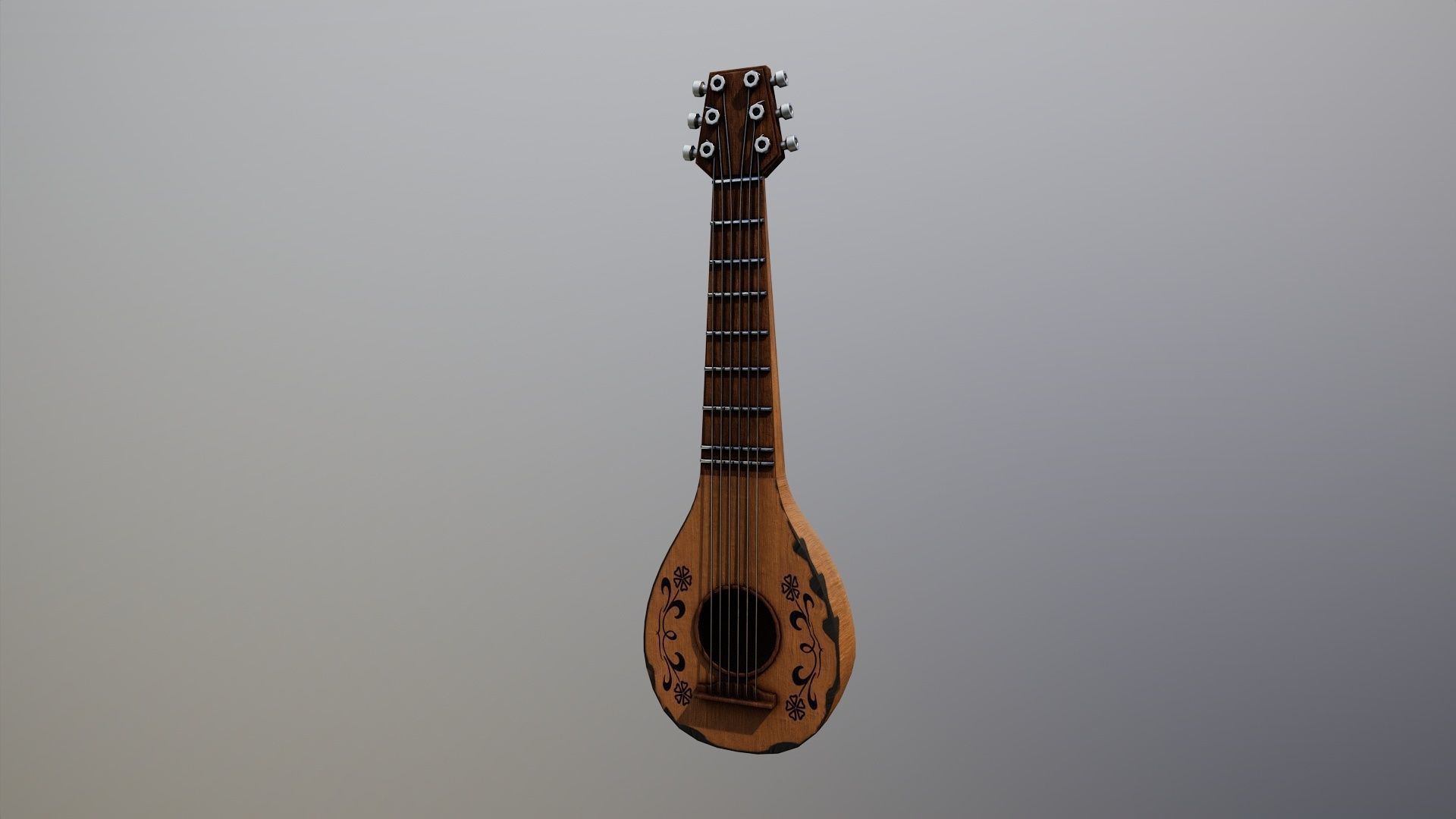 Medieval Bard Guitar Low-poly 3D model_7