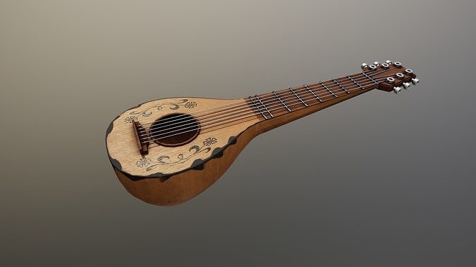 Medieval Bard Guitar Low-poly 3D model