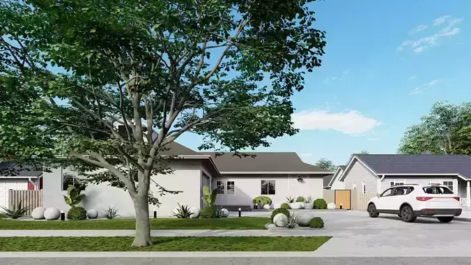 3D Exterior Scene 3D model design garden and landscape 3D  3D model