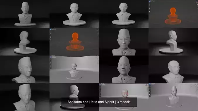 Soekarno and Hatta and Sjahrir 3D Model Collection