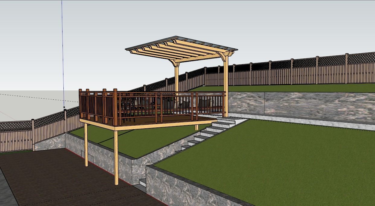 3D Exterior Scene 3D model design patio pergolar 3D model_1