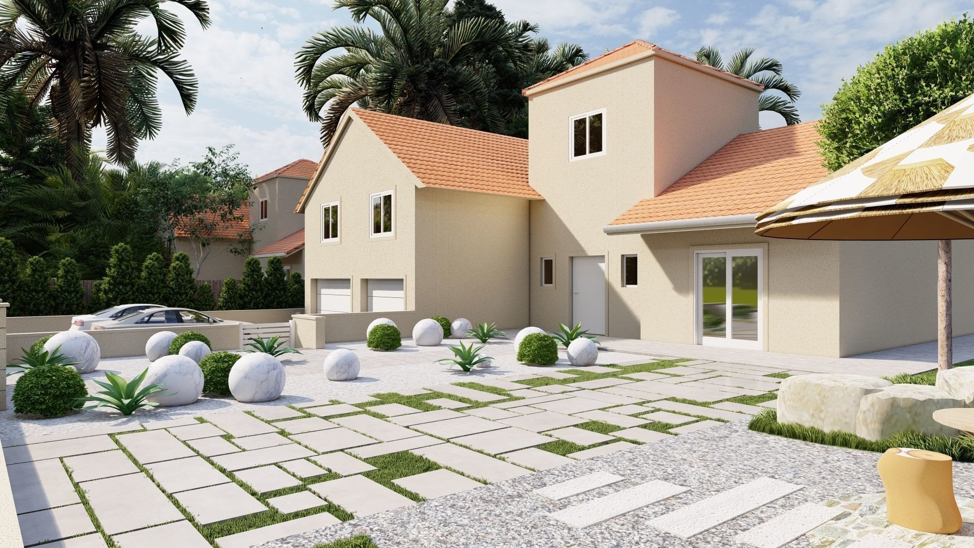 3D Exterior Scene 3D model design garden and landscape 3D  3D model_5