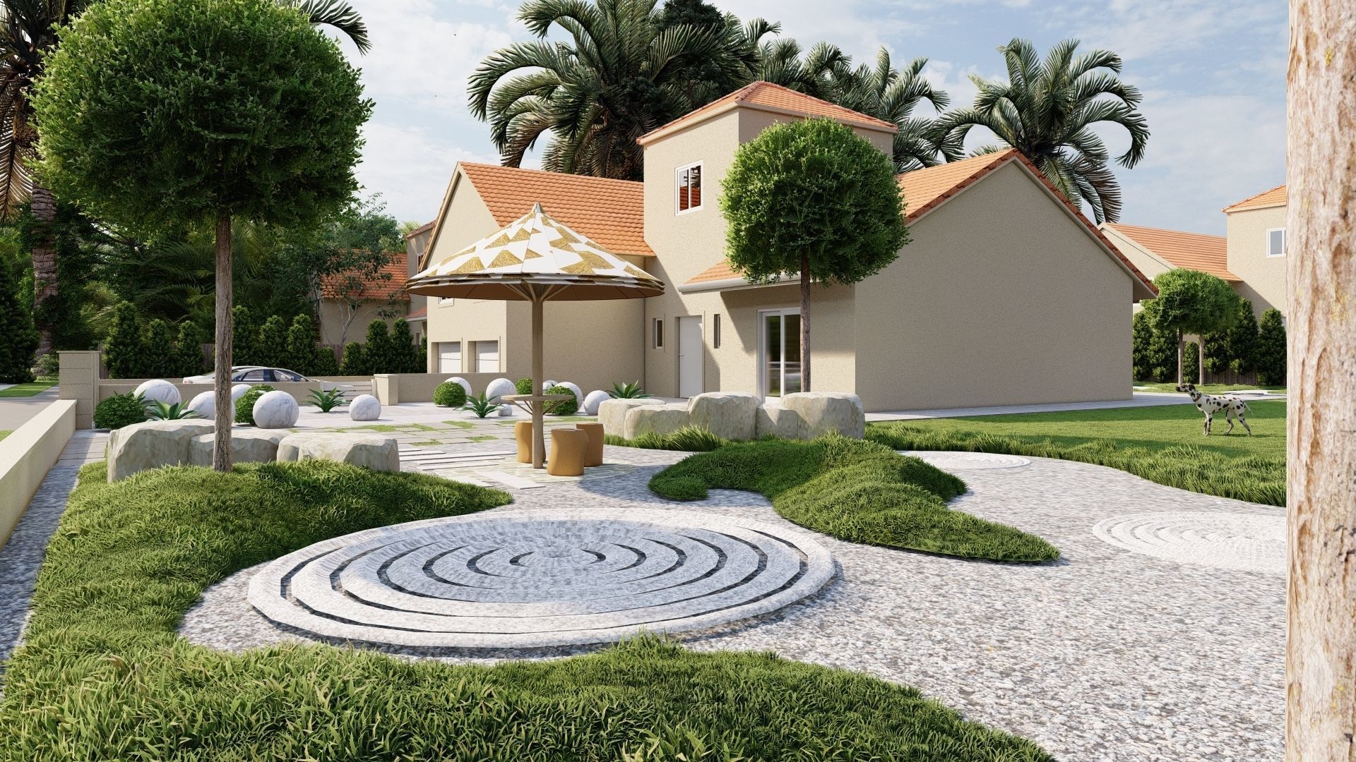 3D Exterior Scene 3D model design garden and landscape 3D  3D model_4