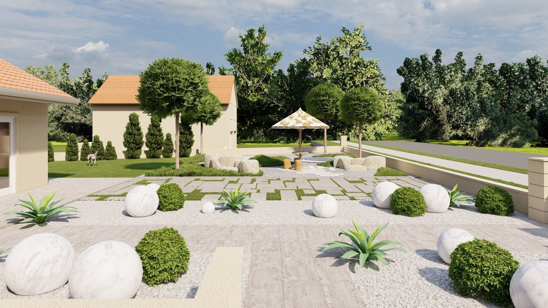 3D Exterior Scene 3D model design garden and landscape 3D  3D model_6
