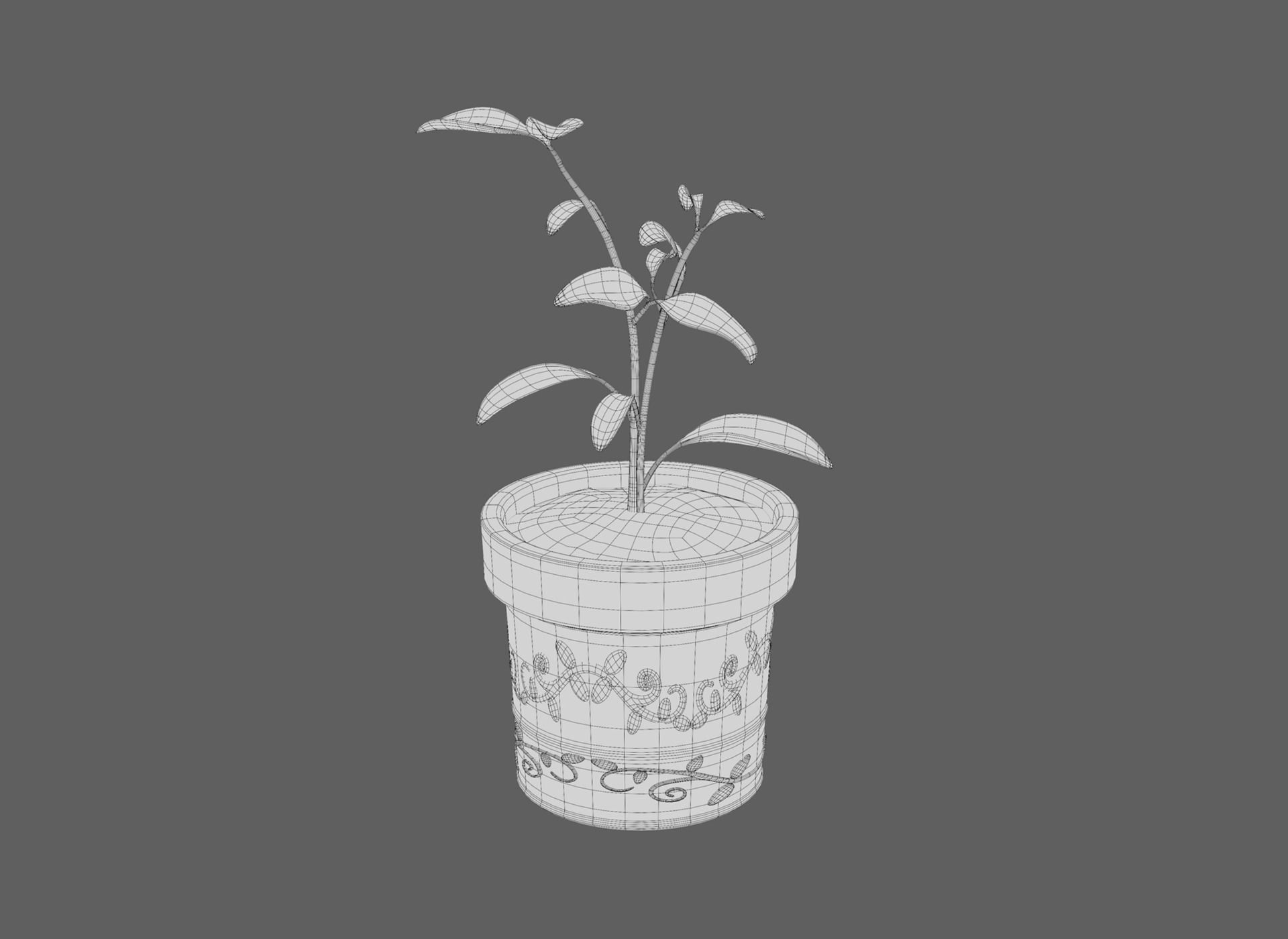 Plant in a pot stylized 3D model_3