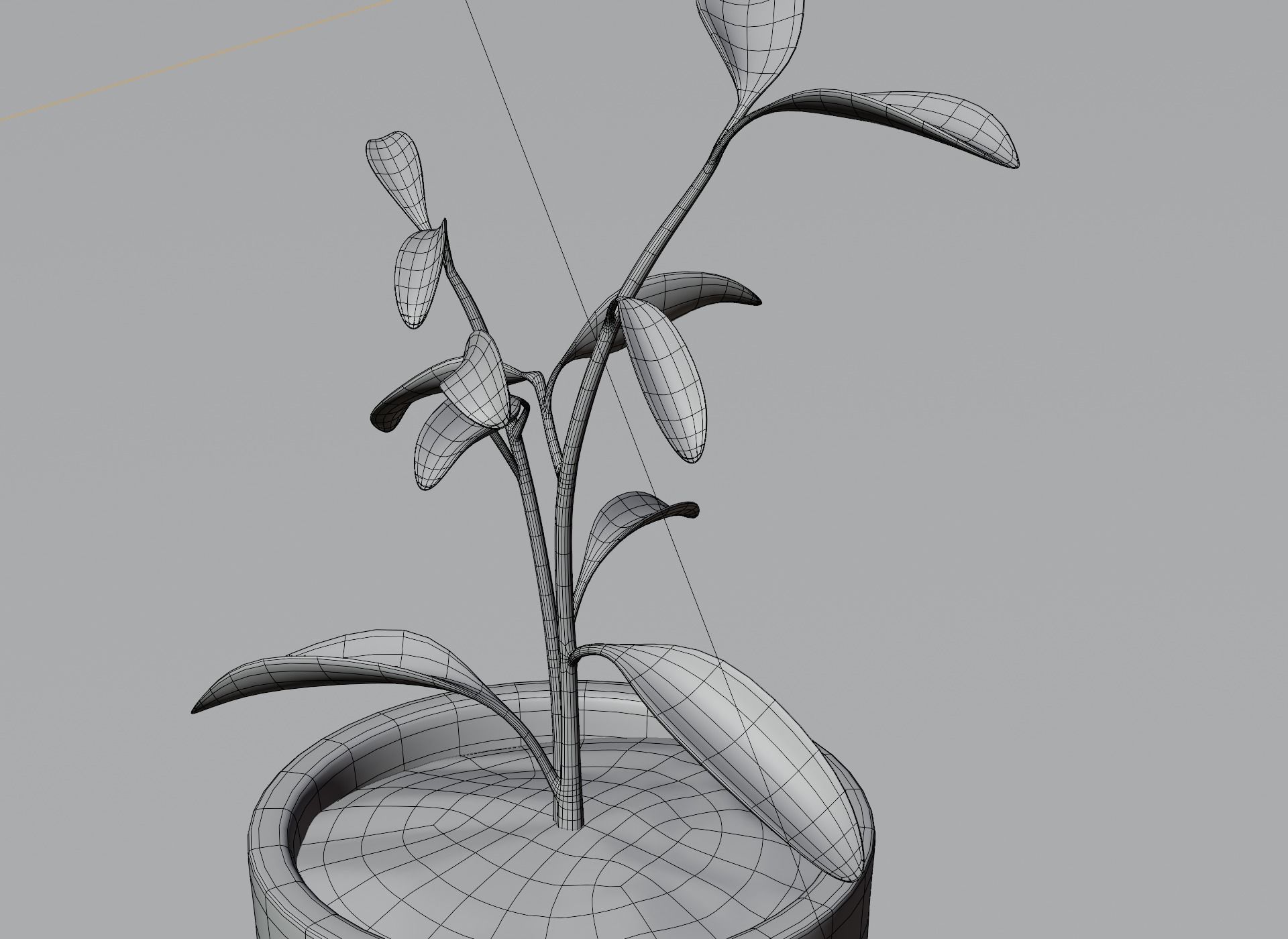 Plant in a pot stylized 3D model_2