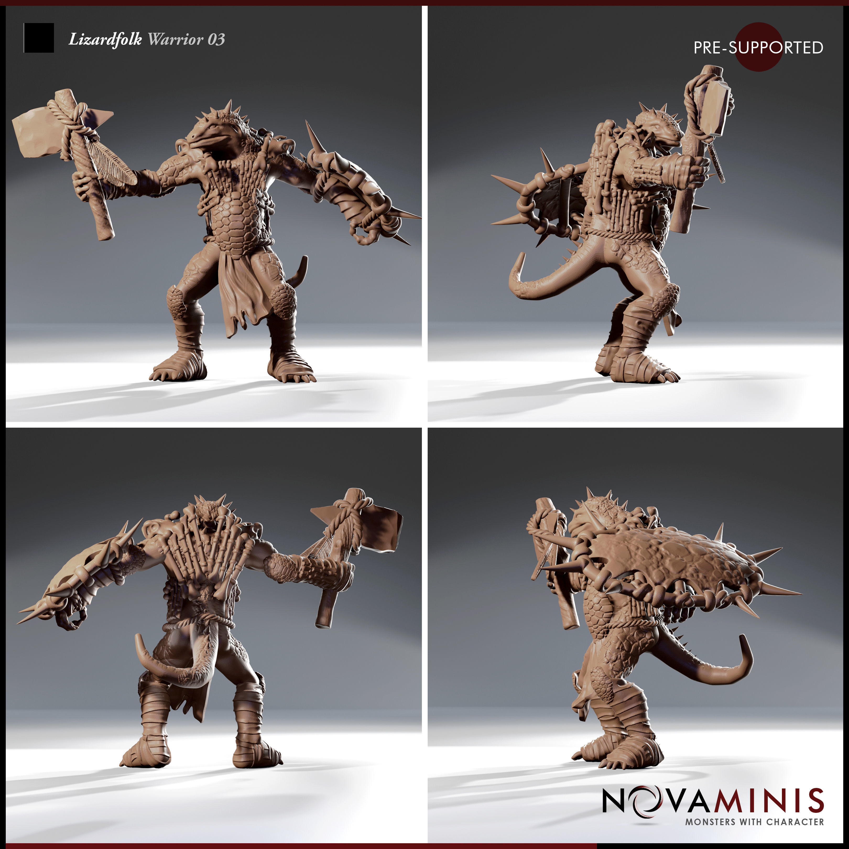 Lizardfolk Warrior 03 3D print model_2