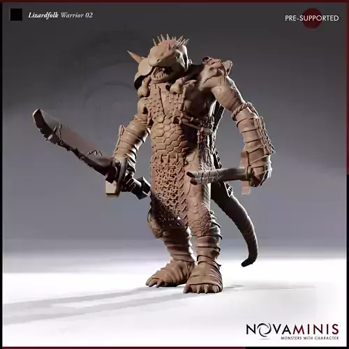 Lizardfolk Warrior 02 3D print model