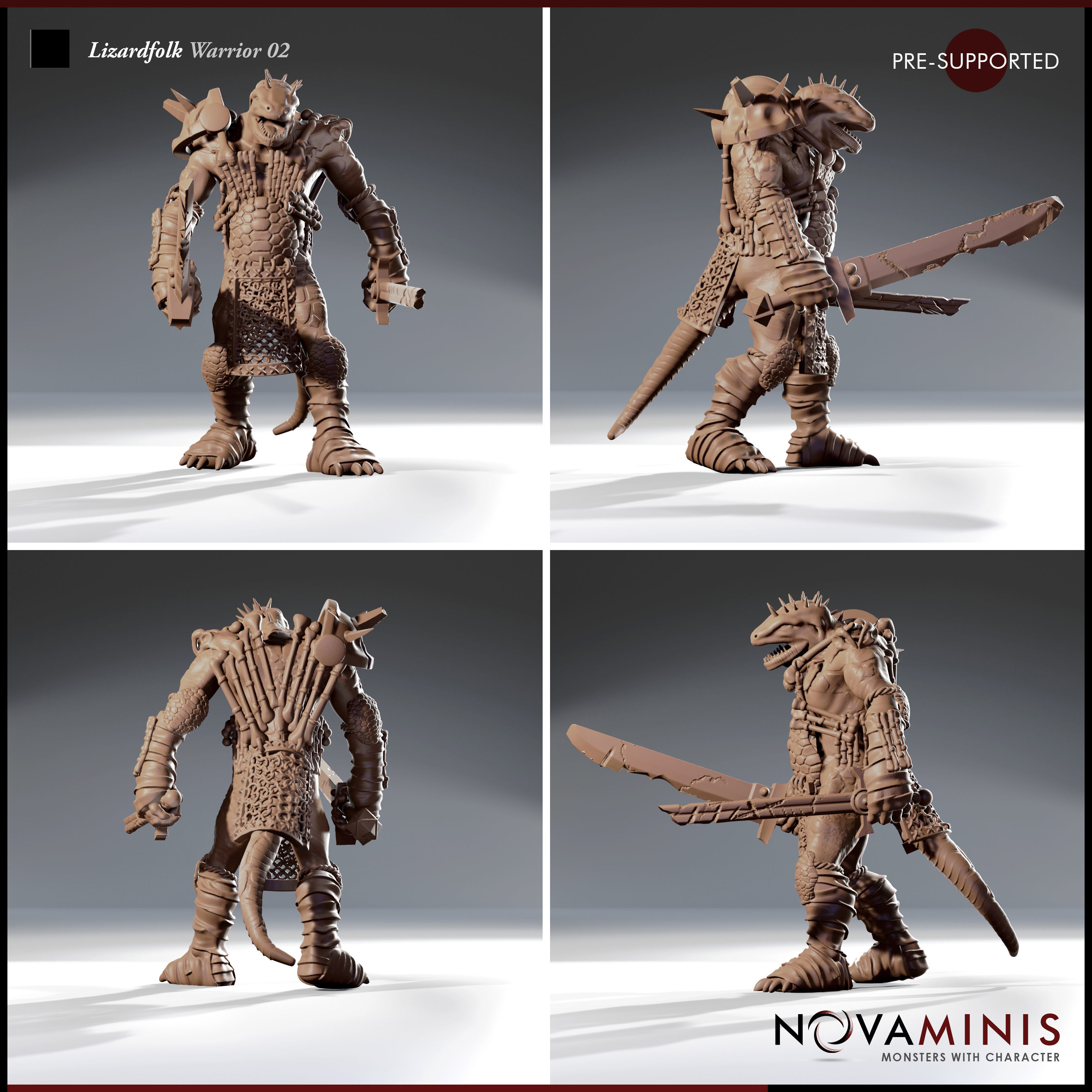 Lizardfolk Warrior 02 3D print model_2