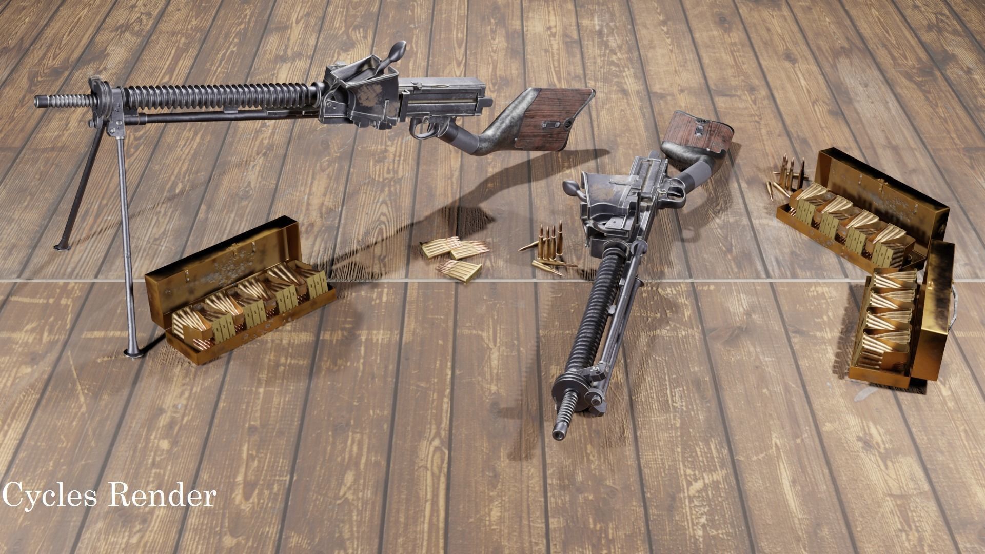 Type 11 Japanese light machine gun Low-poly 3D model_16