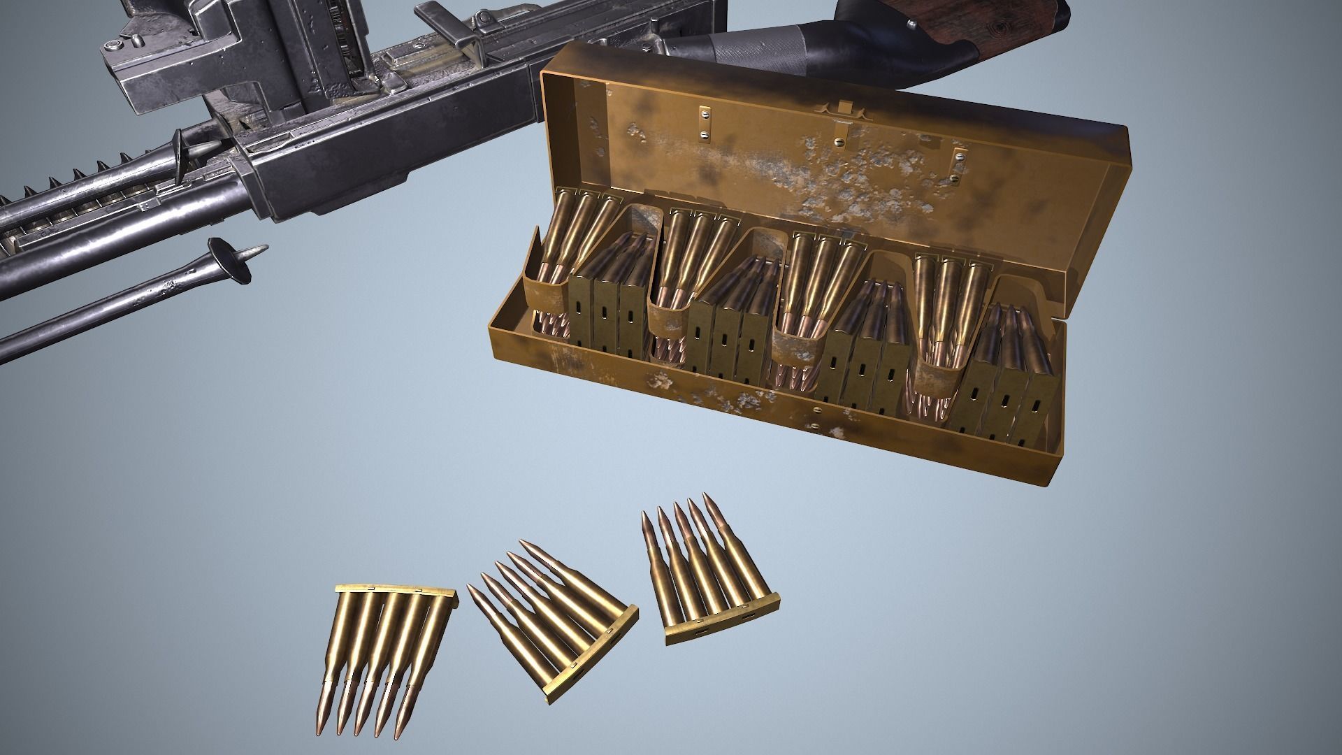 Type 11 Japanese light machine gun Low-poly 3D model_14