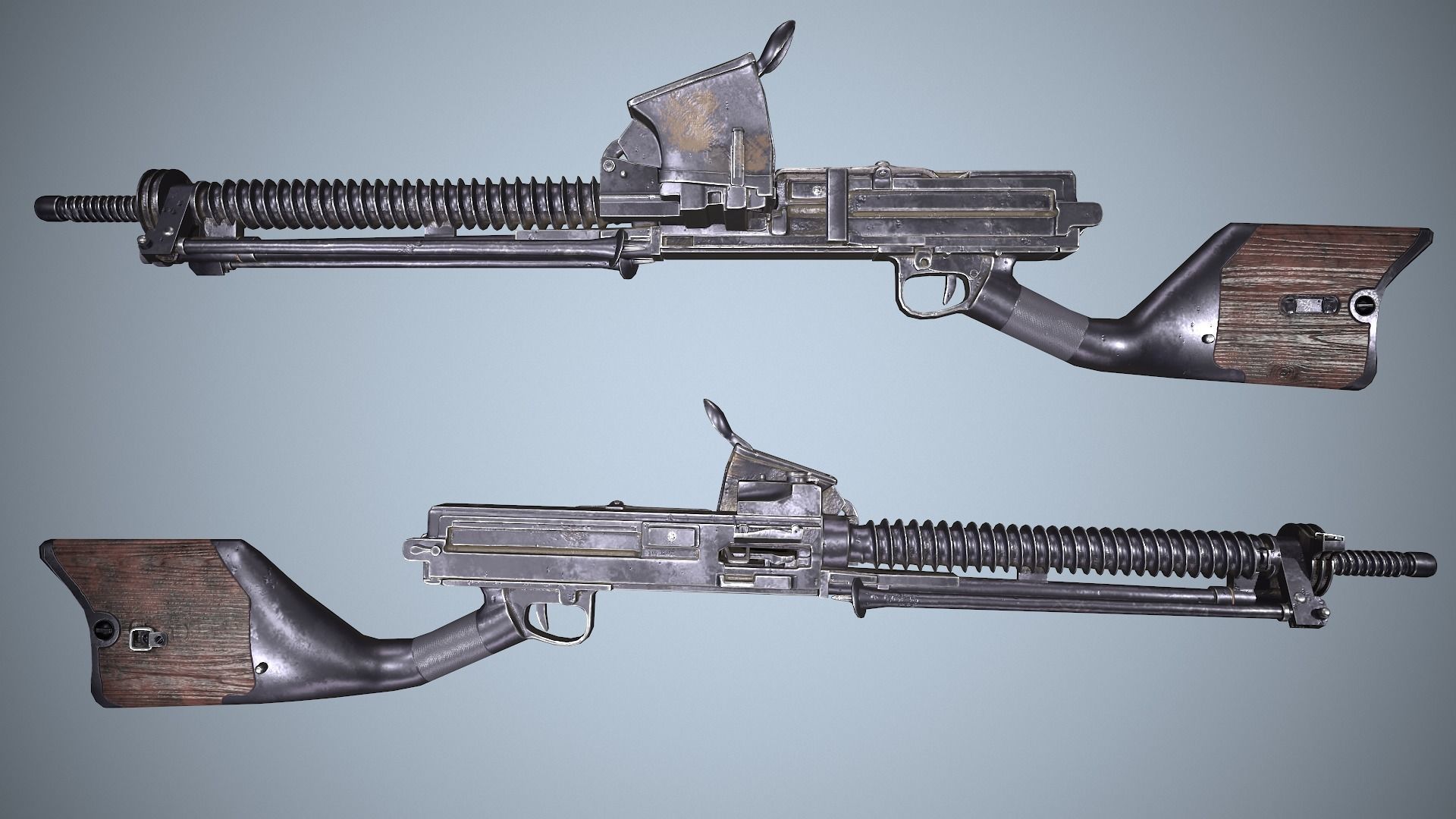 Type 11 Japanese light machine gun Low-poly 3D model_3