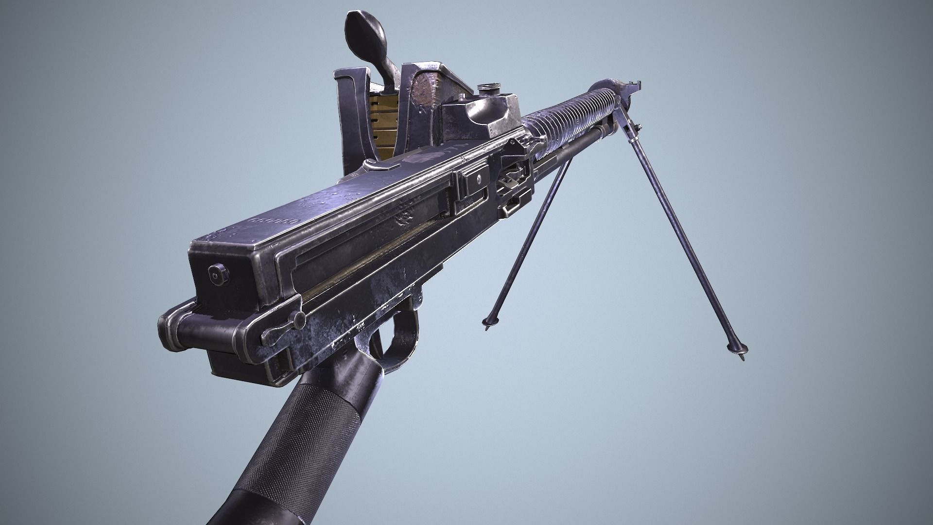 Type 11 Japanese light machine gun Low-poly 3D model_13