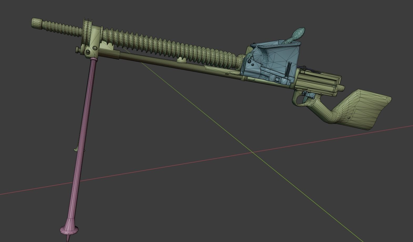 Type 11 Japanese light machine gun Low-poly 3D model_5