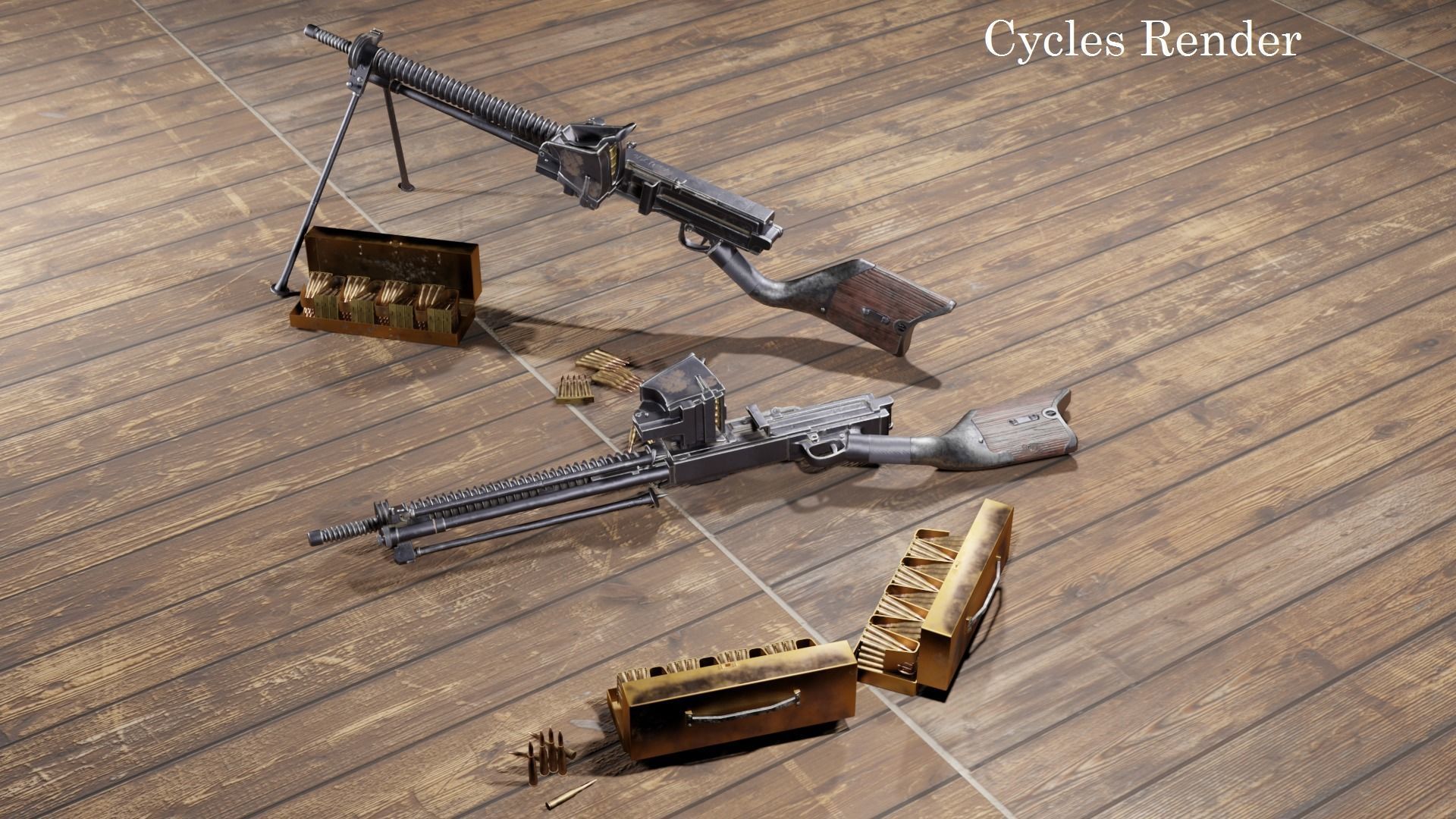 Type 11 Japanese light machine gun Low-poly 3D model_18