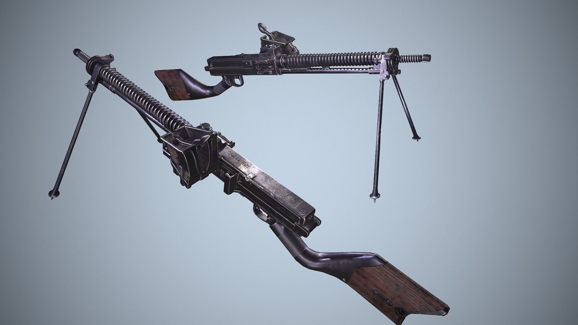 Type 11 Japanese light machine gun Low-poly 3D model_10