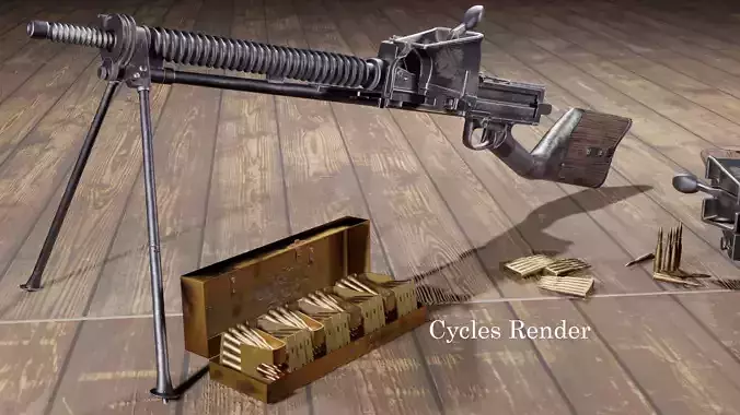Type 11 Japanese light machine gun Low-poly 3D model