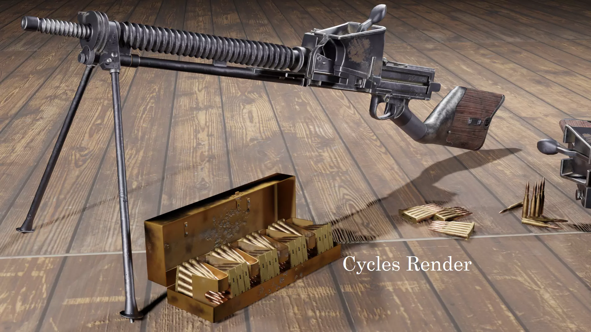 Type 11 Japanese light machine gun Low-poly 3D model_0