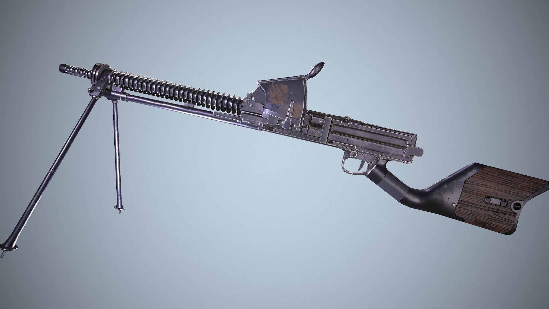 Type 11 Japanese light machine gun Low-poly 3D model_2